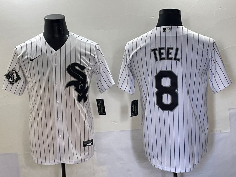 Men 2025 Chicago White Sox #8 Teel White Stripe Game Nike MLB Jersey style 2